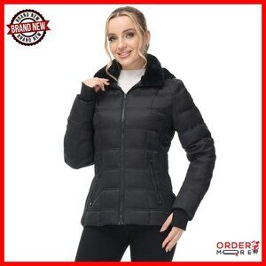 Women's Winter Down Puffer Jacket Hooded Faux Fur Lined Warm Coat